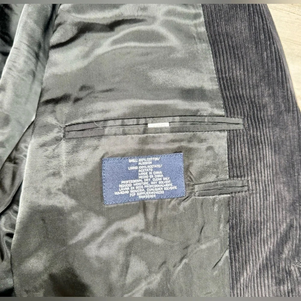 Stafford Blazer Sport Coat Mens 46R Black Corduroy Classic Fit